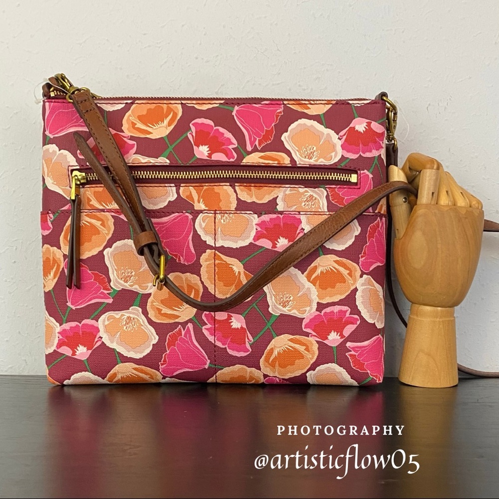 NEW! Fossil Fiona Floral Print Large Crossbody Bag - Picture 3 of 6